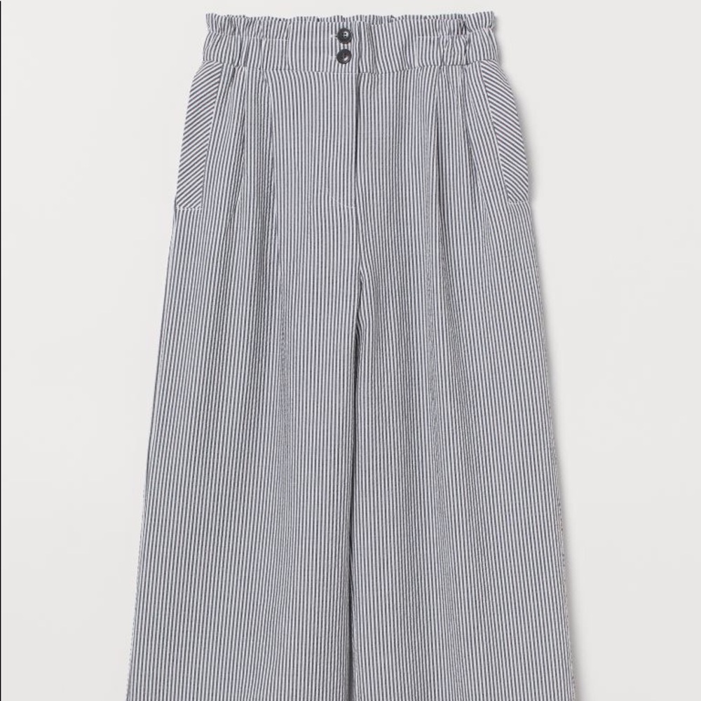 NWOT H&M Wide-Leg Pants, Blue Striped